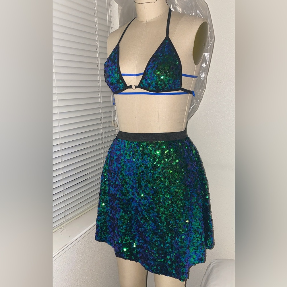 Sequin Bra and Skirt set handmade by me